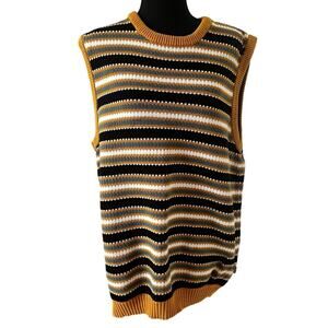 Enoji Unisex 100% Cotton Knit Oversized Grandpacore Vest Multicolor Size Large